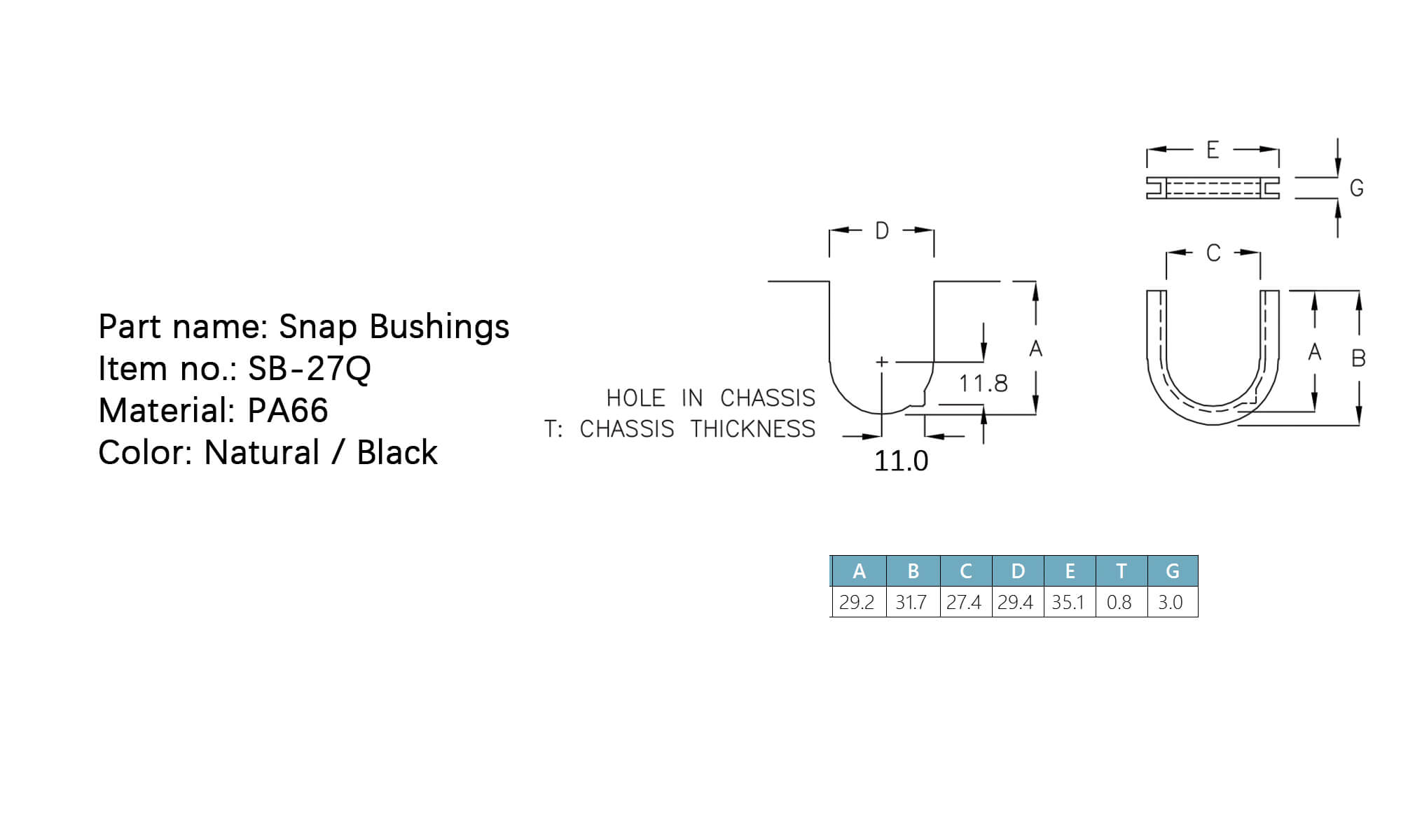 Snap Bushings SB-27Q